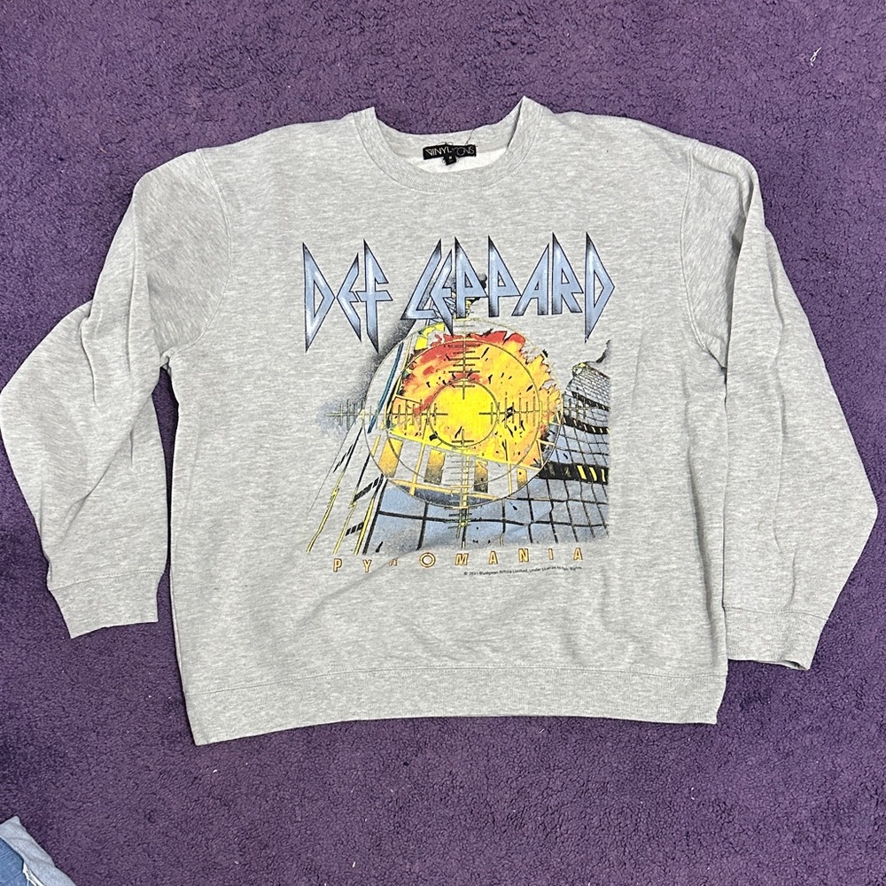 Def Leppard Graphic Crewneck Sweater - Light Gray